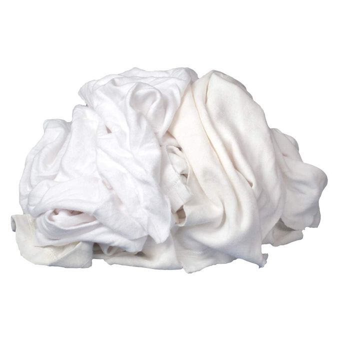 10521 ABSORBENT WHITE RECYCLED TSHIRT CLOTH RAGS 1 LB BOX FOR ALLPURPOSE WIPING CLEANING AND POLISHING MADE FROM 100 RECYCLED MATERIALS
