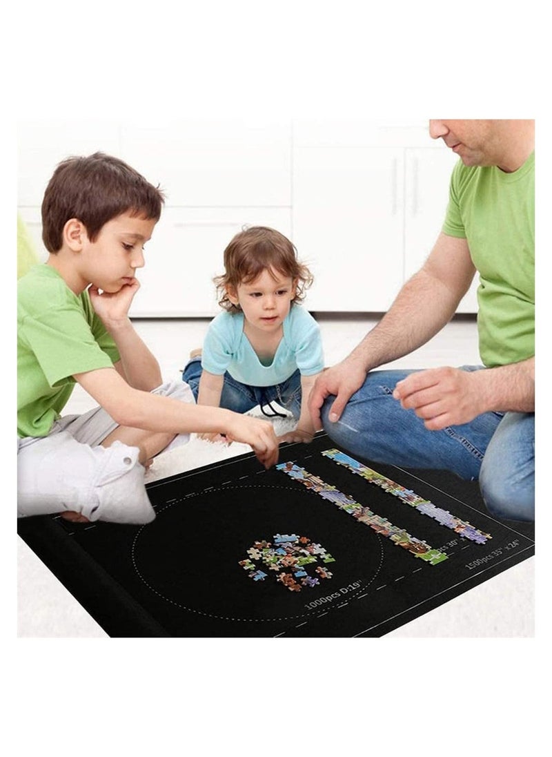 Puzzle Roll Mat, Portable Puzzles Mat Jigsaw Roll Felt Mat, Felt Puzzle Mat Play Mat Puzzles Blanket for up to 1000-1500 Pieces Puzzles Travel Storage Bag, 26 x 46 Inches, Black  - Image 5