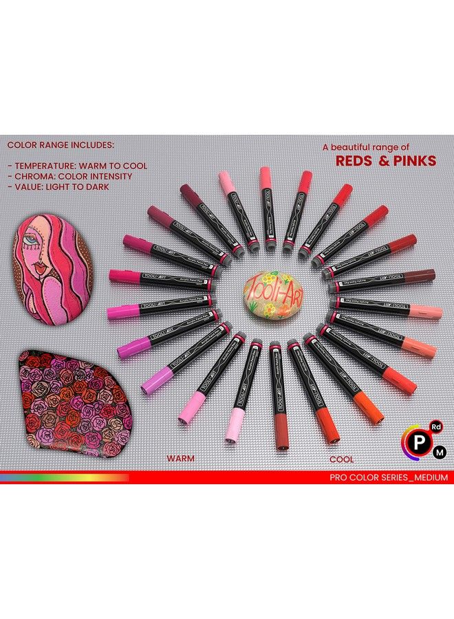 TOOLI-ART 22 Acrylic Paint Markers Paint Pens Pro Color Series Set 3Mm Medium Tip For Rock Painting Glass Mugs Wood Metal Glass Paint Canvas Diy. Non Toxic Waterbased Quick Drying (Reds) - Image 5