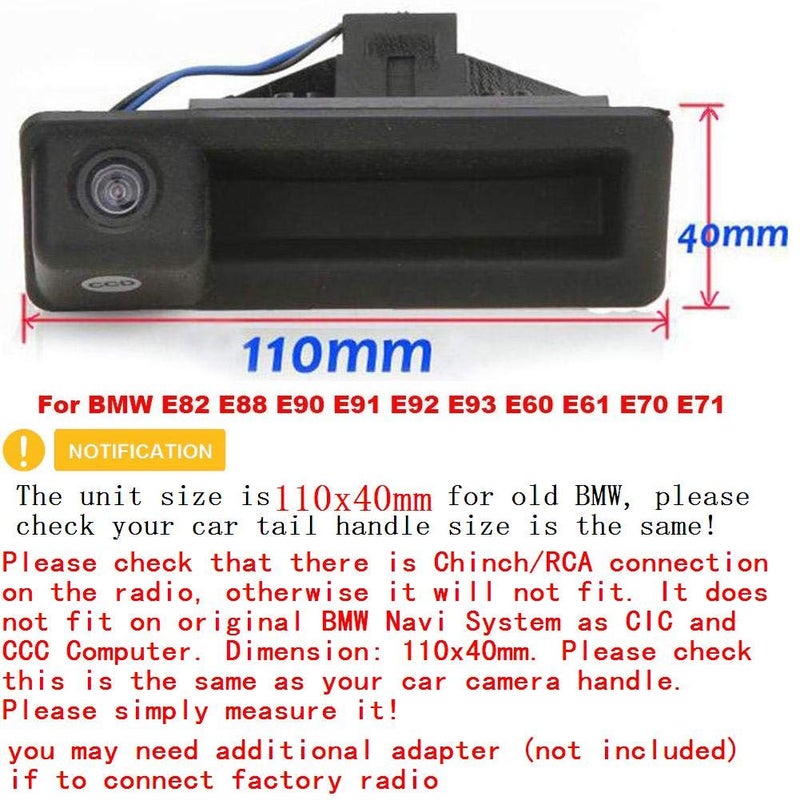 TheCoolCube كاميرا خلفية عالية الدقة لمقبض صندوق السيارة لسيارات بي إم دبليو 3 سيريز 5 سيريز بي إم دبليو X5 X1 E82 E88 E84 E90 E91 E92 E93 E60 E61 E70 E71 E72 (2003-2009) - Image 2