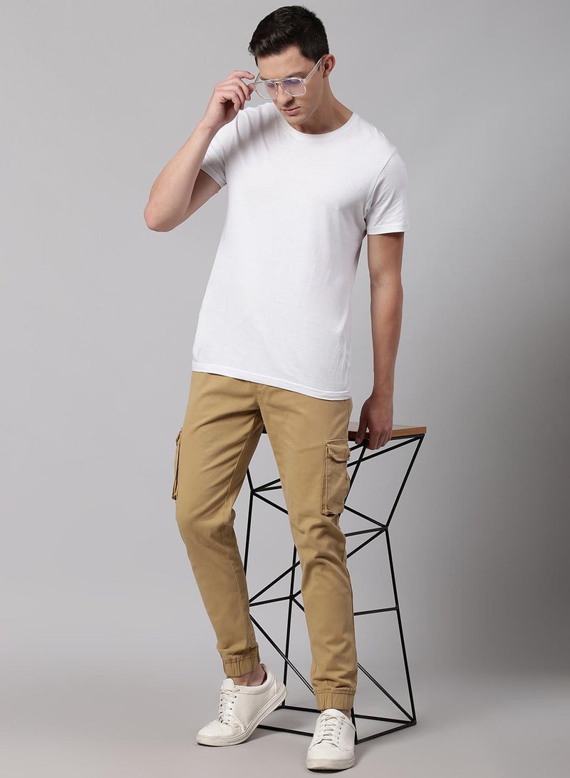 Dennis Lingo Men's Dark Khaki Tapered Fit Cargo Trousers - Comfortable and Functional  - Image 1