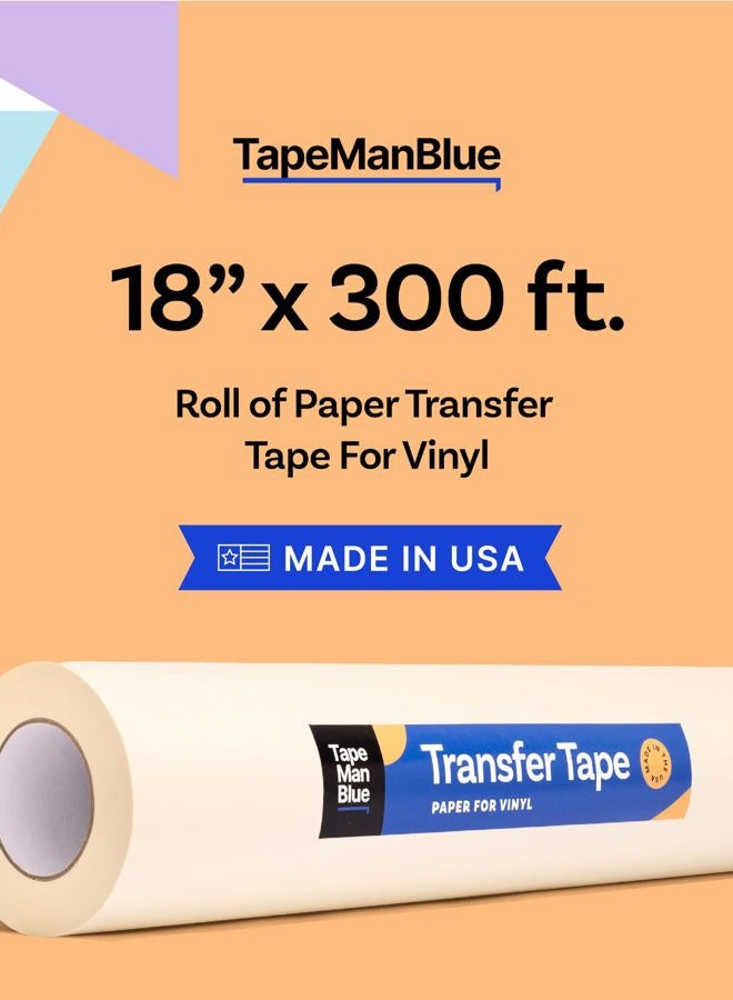 TapeManBlue Transfer Tape for Vinyl, 18 inch x 300 feet, Paper with Layflat Adhesive. American-Made Application Tape for Craft Cutters and Sign Makers - Image 2