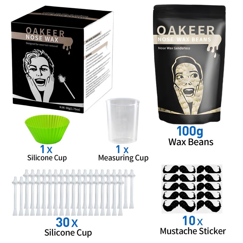 Oakeer Nose Hair Remover Kit with 30 Wax Sticks for Men and Women - 100g Nose Wax for At-Home Hair Removal - Image 4
