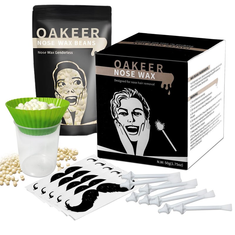 Oakeer Nose Hair Remover Kit with 30 Wax Sticks for Men and Women - 100g Nose Wax for At-Home Hair Removal - Image 1