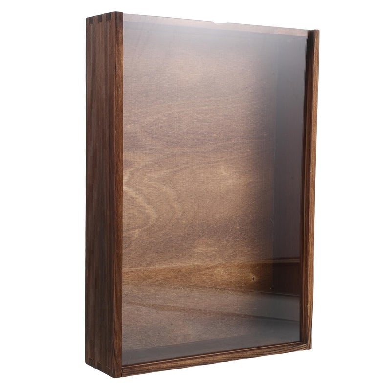 صندوق عرض حشرات خشبي مع إطار فراشة وغطاء زهور مجففة 31x22x5.5 سم بلون الكربون - Image 2