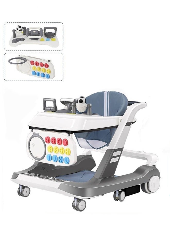 MIXDE 3-In-1 Baby Walker, Anti-Rollover Pram Stroller, Walk Play Meal Chair With Adjustable Height, Speed, Mute Wheels  - Image 1