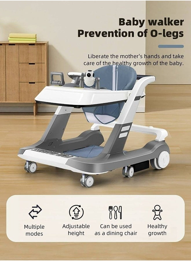 MIXDE 3-In-1 Baby Walker, Anti-Rollover Pram Stroller, Walk Play Meal Chair With Adjustable Height, Speed, Mute Wheels  - Image 2