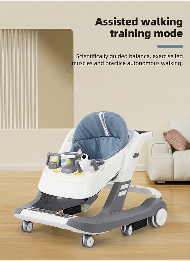 MIXDE 3-In-1 Baby Walker, Anti-Rollover Pram Stroller, Walk Play Meal Chair With Adjustable Height, Speed, Mute Wheels  - Image 5