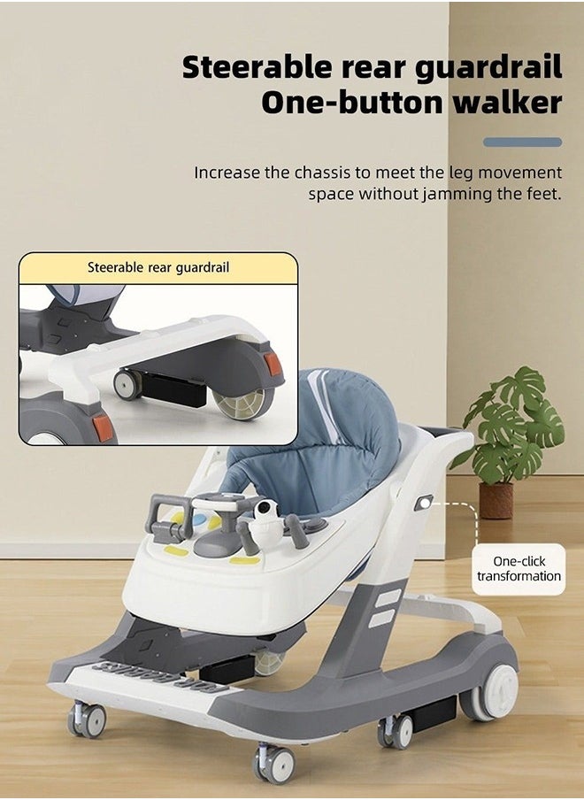 MIXDE - 3-In-1 Baby Walker, Anti-Rollover Pram Stroller, Walk Play Meal Chair With Adjustable Height, Speed, Mute Wheels - Image 1