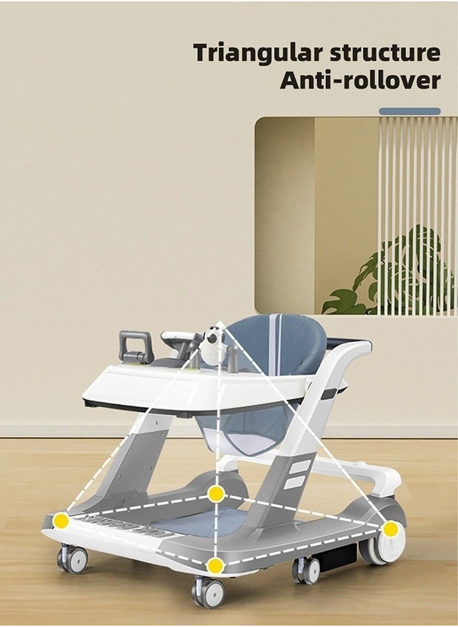 MIXDE 3-In-1 Baby Walker, Anti-Rollover Pram Stroller, Walk Play Meal Chair With Adjustable Height, Speed, Mute Wheels  - Image 4