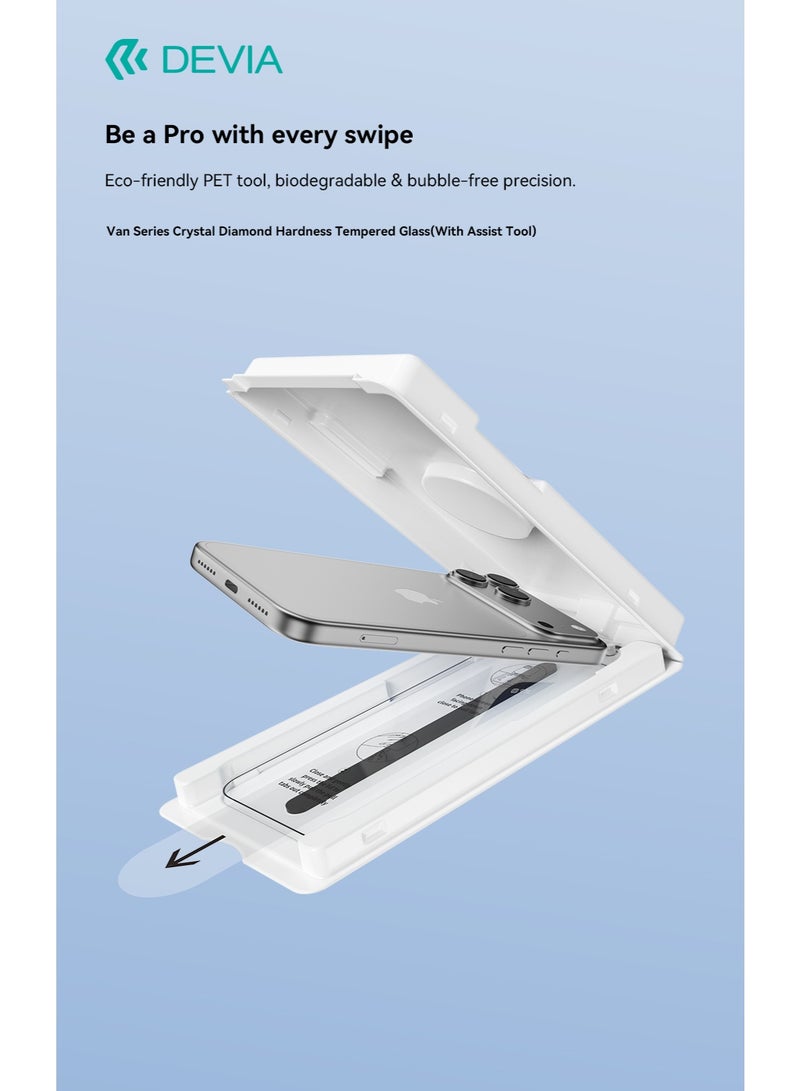 ديفيا استيكرحماية ايفون 17 , زجاج مقسّى CSG بصلابة الماس الكريستالي, وضوح عالي,واقي شاشة حماية عسكرية 9H, مع أداة تركيب ذكية - Image 2