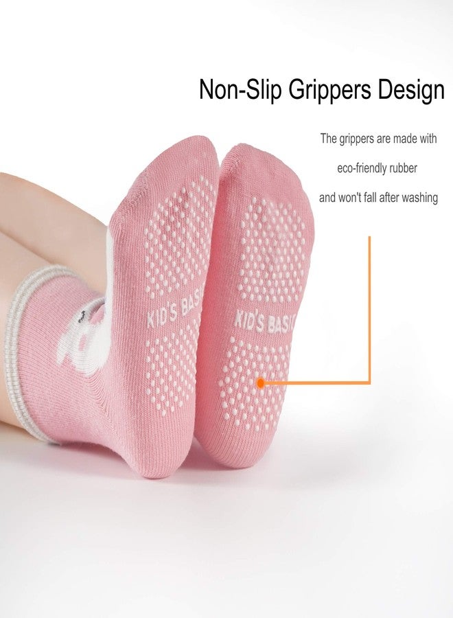 Evercute Baby Girls Toddler Crew Anti Skid Socks 12 Pack Unicorn Non Slip Socks With Grips For Infant Little Girls - Image 2
