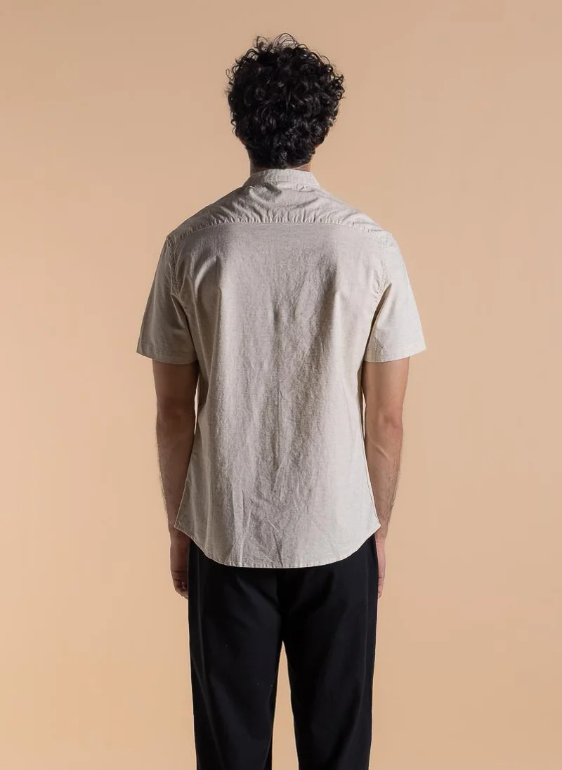 SHAPES MANDARIN COLLAR LINEN BLEND SHIRT