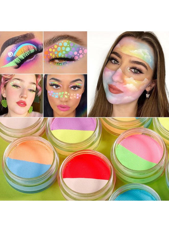 ecofavor - Water Activated Eyeliner Pastel, UV Reactive Pastel Cake Eyeliner, 10 Color in 5 Cake Hydra Eye Liner,UV Glow Blacklight Body Face Makeup Paint, Costume Halloween and Club Makeup Art Paint - Image 1