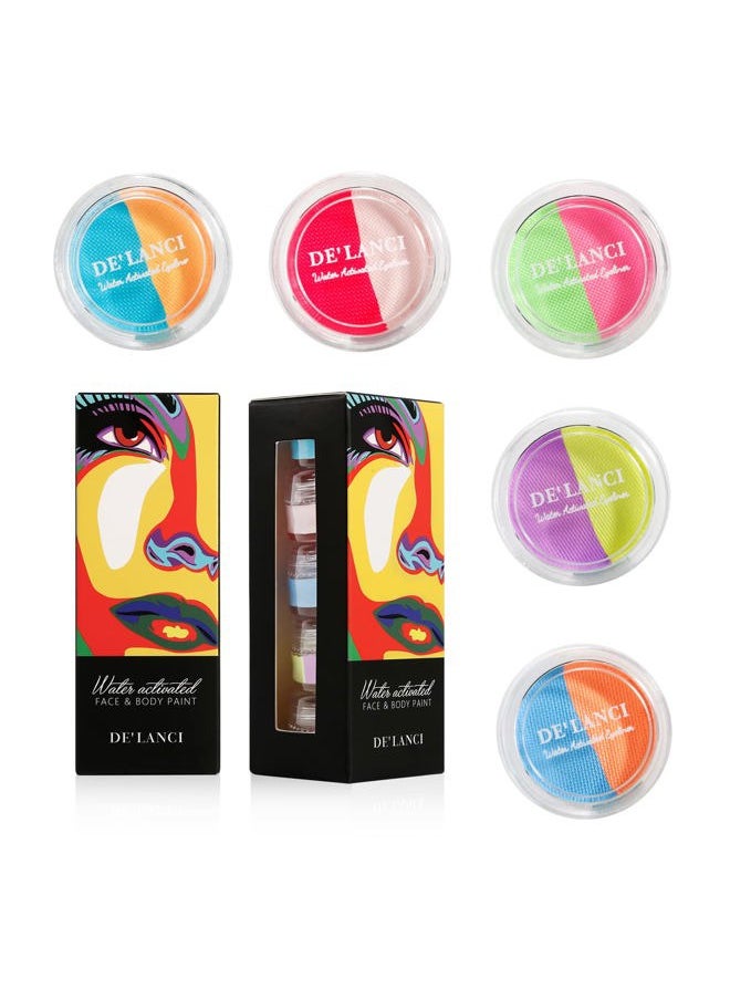 ecofavor - Water Activated Eyeliner Pastel, UV Reactive Pastel Cake Eyeliner, 10 Color in 5 Cake Hydra Eye Liner,UV Glow Blacklight Body Face Makeup Paint, Costume Halloween and Club Makeup Art Paint - Image 1