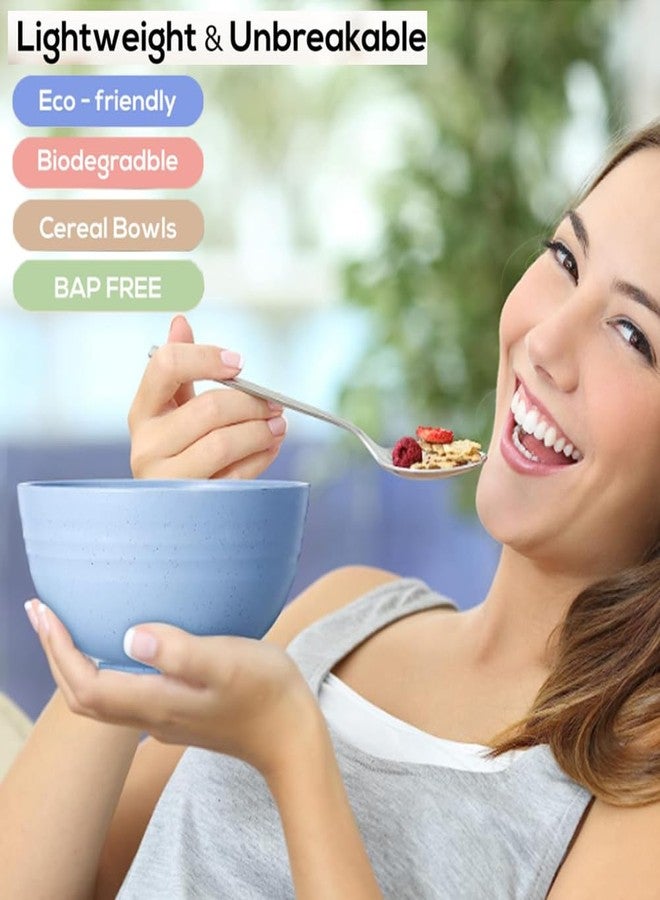 PUPOPIK Unbreakable Cereal Bowls 24 oz - Reusable Wheat Straw Bowl - Dishwasher & Microwave Safe- BPA Free - Perfect for Cereal Reusable Dinner Bowls 4 Set, Oatmeal Salad - Image 5