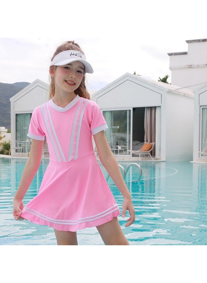 Loquat Source Manufacturers Children's Swimwear Smooth Quick-drying Sunscreen Boys Swimming Suit Girls Swimwear Can Be Customized-Color:8320 Pink- - Image 1