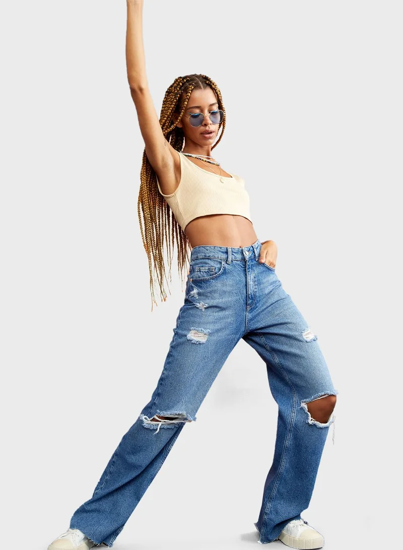 DeFacto High Waist Ripped Jeans