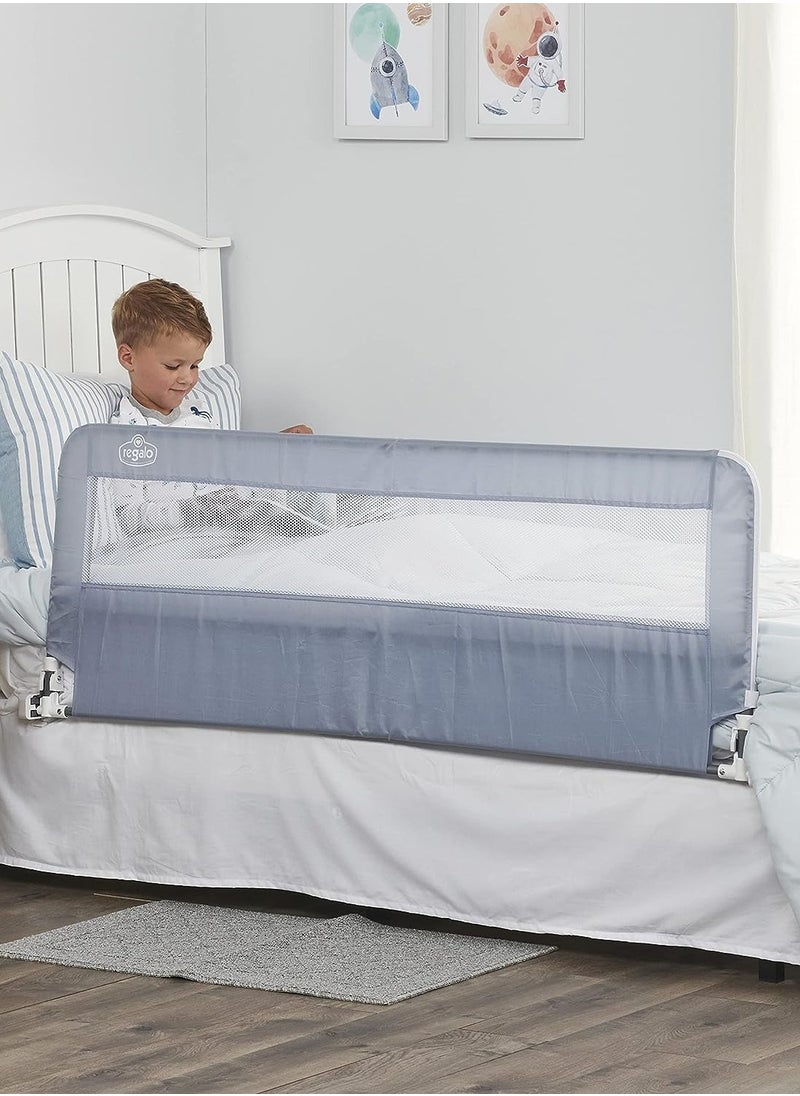 Regalo - Hideaway 137cm Extra Long X 51cm High Bed Rail | Safety Guard for Kids | Foldable, Secure & Easy to Install | Reinforced Anchor System | Fits Twin, Full & Queen Beds | No Tools Needed - Image 1