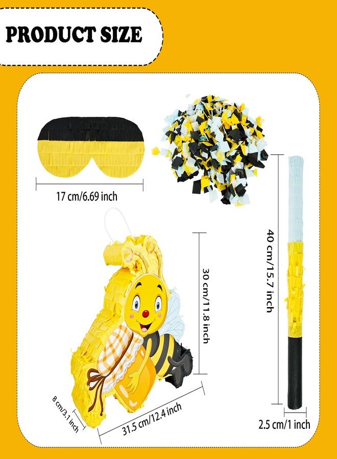 Sonarun Bees Themed Piñata Bee Pinata with Blindfold Stick Confetti Paper Bumble Birthday Pinata for Birthday Theme Party Supplies Decoration - Image 2