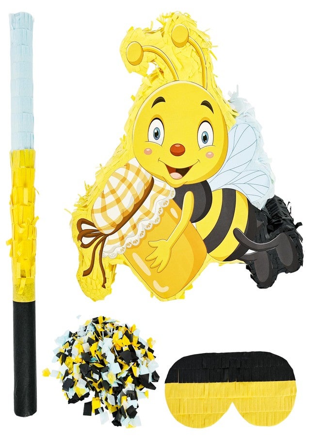 Sonarun Bees Themed Piñata Bee Pinata with Blindfold Stick Confetti Paper Bumble Birthday Pinata for Birthday Theme Party Supplies Decoration - Image 1