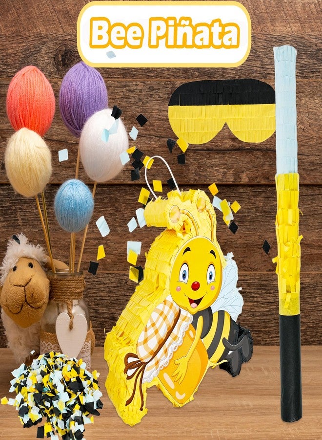 Sonarun Bees Themed Piñata Bee Pinata with Blindfold Stick Confetti Paper Bumble Birthday Pinata for Birthday Theme Party Supplies Decoration - Image 4