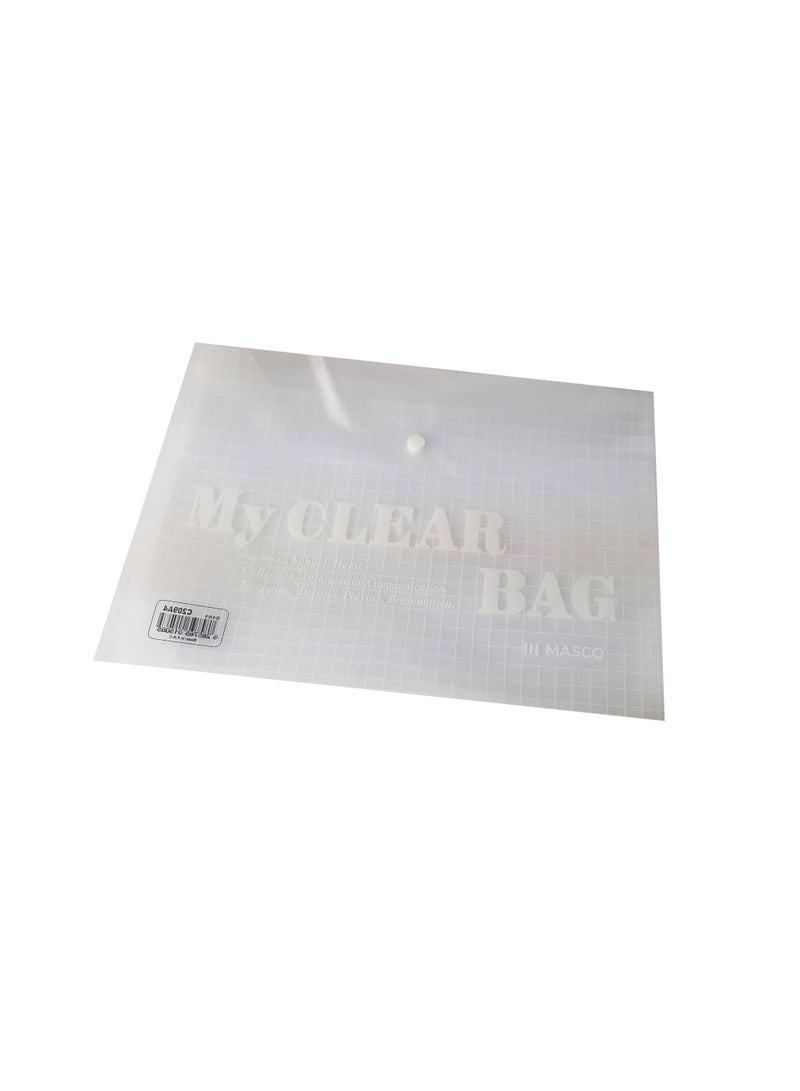 MASCO ملفات بيضاء شفافة مع زر ضغط، عبوة من 12