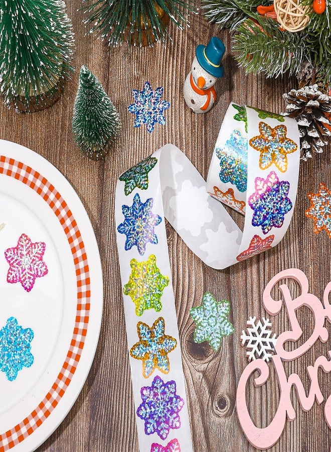 وولاين ملصقات ندفة الثلج الشتوية من Whaline، ملصقات ختم عيد الميلاد الملونة بالليزر، 9 تصاميم، ملصقات ذاتية اللصق مقاومة للماء لعيد الميلاد، ديكورات المغلفات، لوازم الحفلات، 500 قطعة - Image 3