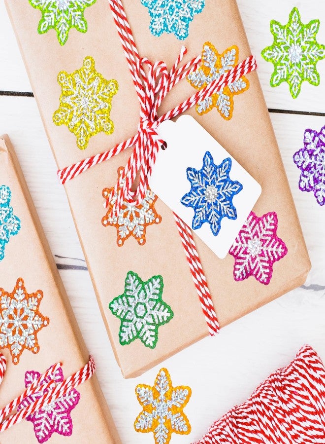 وولاين ملصقات ندفة الثلج الشتوية من Whaline، ملصقات ختم عيد الميلاد الملونة بالليزر، 9 تصاميم، ملصقات ذاتية اللصق مقاومة للماء لعيد الميلاد، ديكورات المغلفات، لوازم الحفلات، 500 قطعة - Image 5