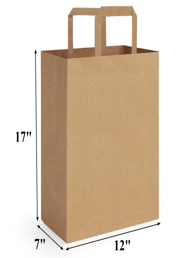 BagDream 12x7x17 50Pcs Large Paper Grocery Bags with Handles Kraft Brown Gift Bags for Shopping Retail Merchandise Flat Handles Recycled Takeout/to Go Barrel Sacks - Image 2