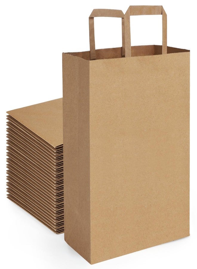 BagDream 12x7x17 50Pcs Large Paper Grocery Bags with Handles Kraft Brown Gift Bags for Shopping Retail Merchandise Flat Handles Recycled Takeout/to Go Barrel Sacks - Image 1