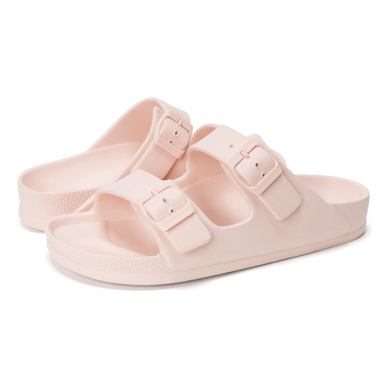 FUNKYMONKEY Women's Plastic Sandals New Upgrade Quality EVA Waterproof Double Buckle Adjustable Slides Shoes (8 M US, Pink/XPZ) - Image 5