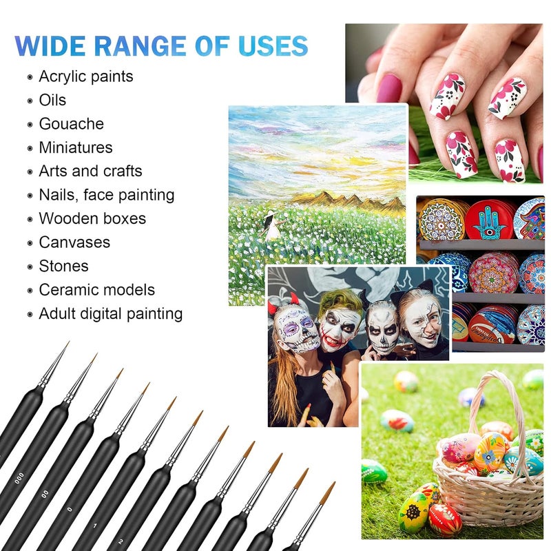 MicoSim 11Pcs Paint Brushes,Miniature Paint Brushes with Ergonomics Grip Handles,Detail Paint Brush Set for Fine Detailing & Art Painting - Acrylic, Watercolor,Oil,Models, Warhammer 40k… - Image 5