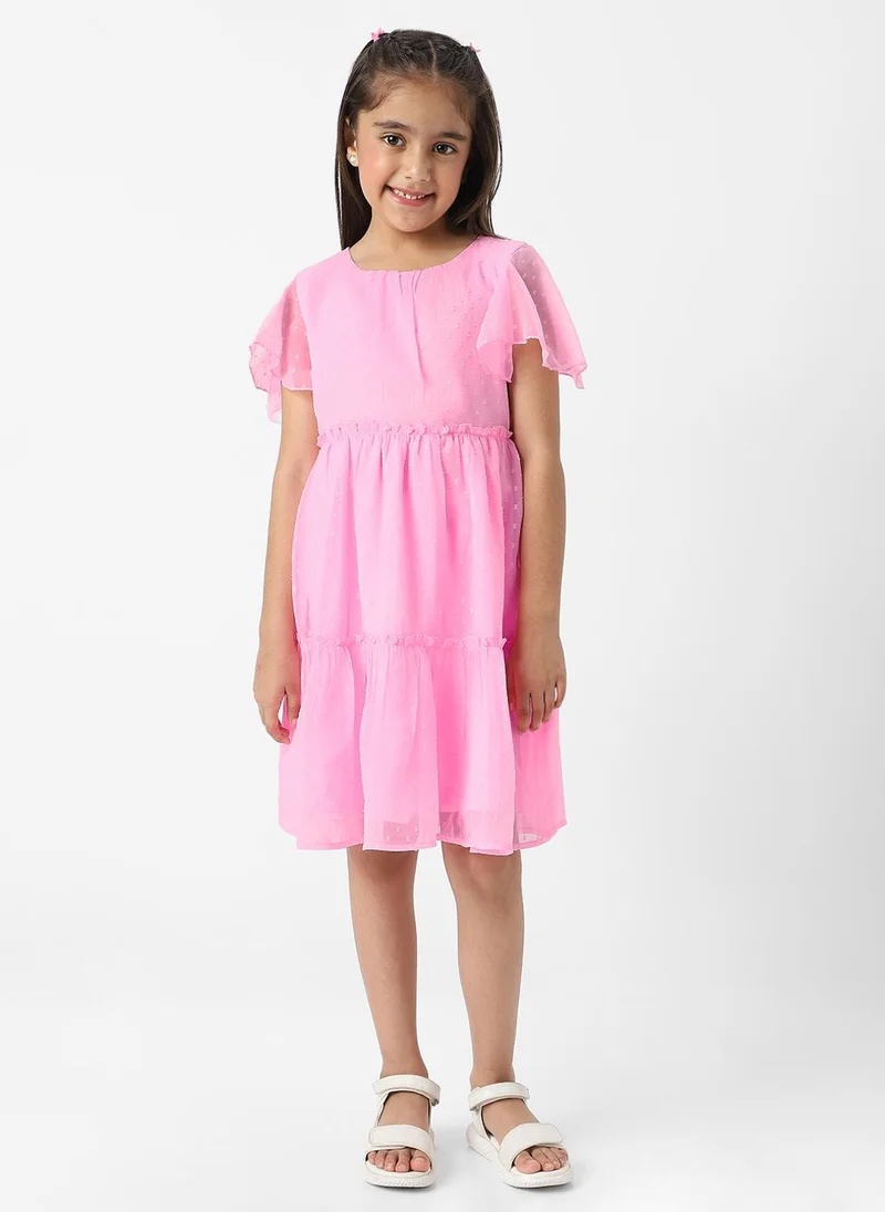 نوتيناتي Nautinati Girls’ Textured Fabric Swiss Dot Tiered Dress