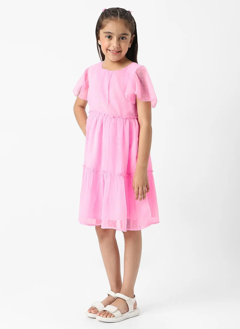 نوتيناتي Nautinati Girls’ Textured Fabric Swiss Dot Tiered Dress