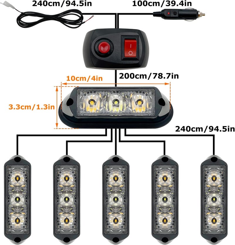 EASE2U E LED Strobe Lights for Emergency Vehicles - 12-24V IP66 Waterproof (Amber) - Image 2
