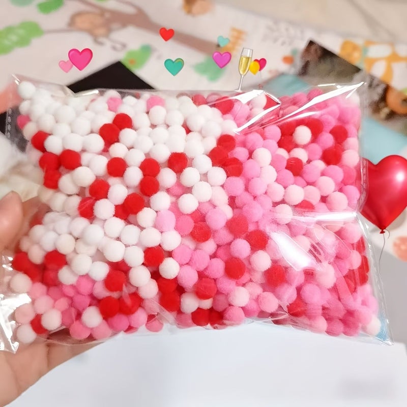 DIY Pom Pom Ball Craft Kit Red White Pink for Valentine Day Party Decor - Image 1