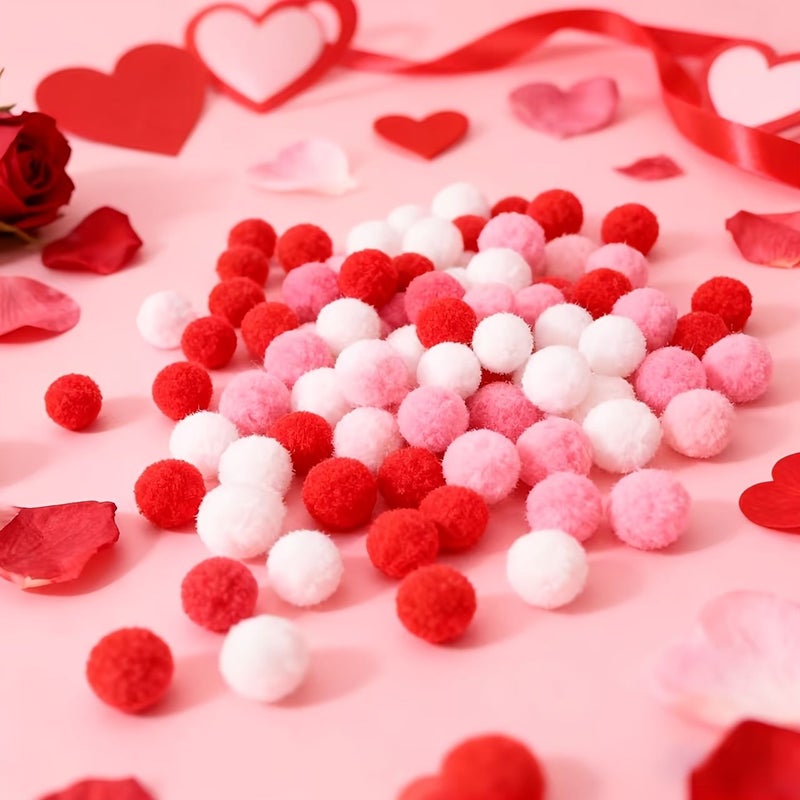DIY Pom Pom Ball Craft Kit Red White Pink for Valentine Day Party Decor - Image 4