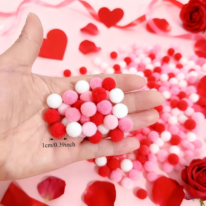 DIY Pom Pom Ball Craft Kit Red White Pink for Valentine Day Party Decor - Image 2