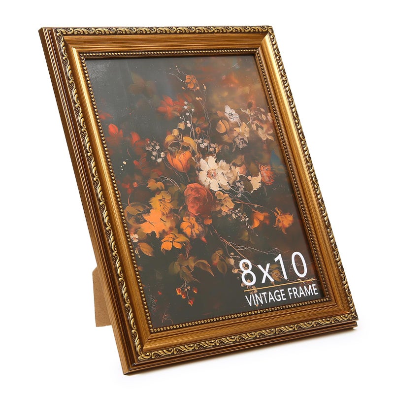 ASTRDECOR 8x10 Picture Frame, Vintage Bronze Gold Picture Frame for Tabletop & Wall Mount, Antique Photo Frame 8 x 10 for Living Room, Bedroom, Office or Gallery Wall, Retro Home Decoration Gift - 1 Pack - Image 2