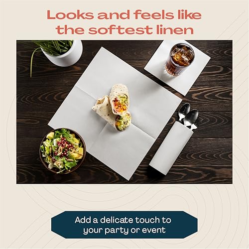 LINTEXT 200 Linen-Feel Lunch Napkins - Disposable Cloth-Like Non-Woven Napkins - Soft and Absorbent Cloth-Like Napkins For Kitchen, Parties, Weddings, Dinners or Events (Pack of 200) - Image 2