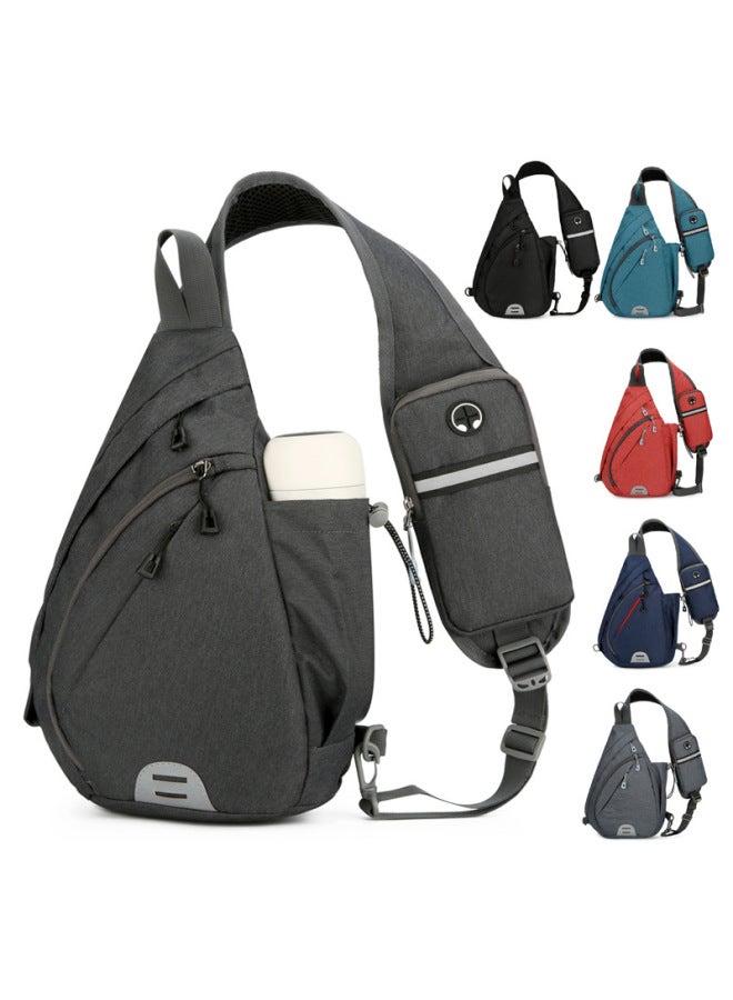 Generic Oxford Cloth Crossbody Chest Bag Triangle Bag Men's Chest Bag 2024 Leisure Outdoor Sports Travel Backpack-Color:Black - Image 2