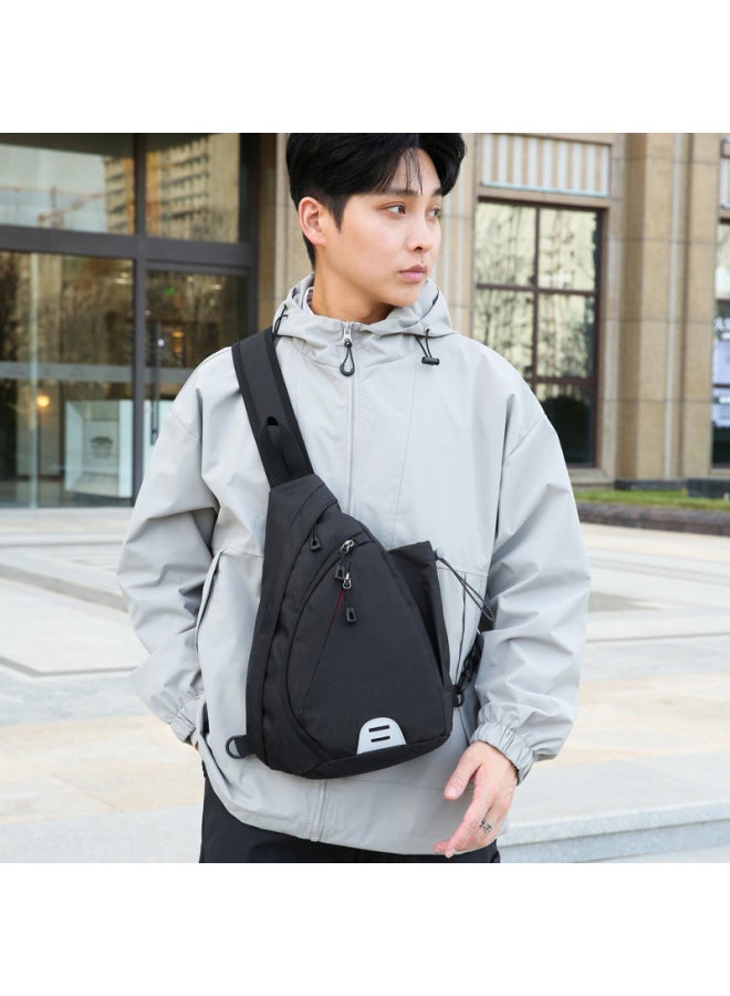 Generic Oxford Cloth Crossbody Chest Bag Triangle Bag Men's Chest Bag 2024 Leisure Outdoor Sports Travel Backpack-Color:Black - Image 3