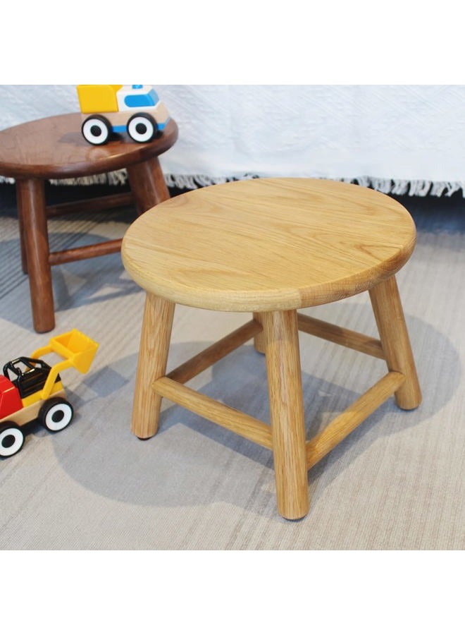 CONSDAN Kids Stool, Milking, USA Grown Oak, Plant Stand, Handcrafted Solid Wood, 9" Low, Round Step, Wooden for Kids, Small Short, Shoe Changing (Natural) - Image 2