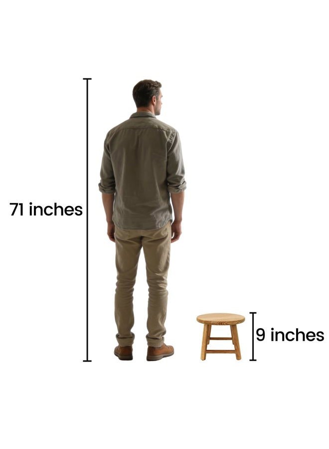 CONSDAN Kids Stool, Milking, USA Grown Oak, Plant Stand, Handcrafted Solid Wood, 9" Low, Round Step, Wooden for Kids, Small Short, Shoe Changing (Natural) - Image 5