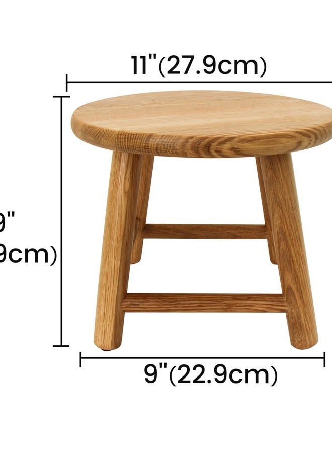CONSDAN Kids Stool, Milking, USA Grown Oak, Plant Stand, Handcrafted Solid Wood, 9" Low, Round Step, Wooden for Kids, Small Short, Shoe Changing (Natural) - Image 3