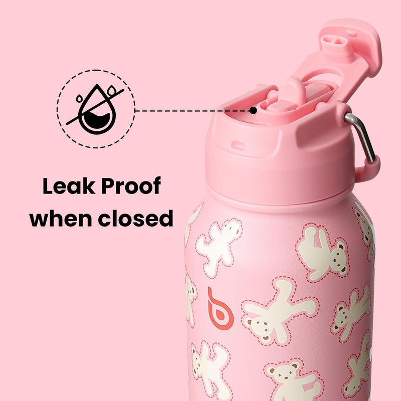 BOTTLE BOTTLE 32oz Insulated Water Bottle Stainless Steel Sport Water Bottle with Straw Dual-use Lid Design for Gym with Pill Box (Bear Cookies) - Image 4