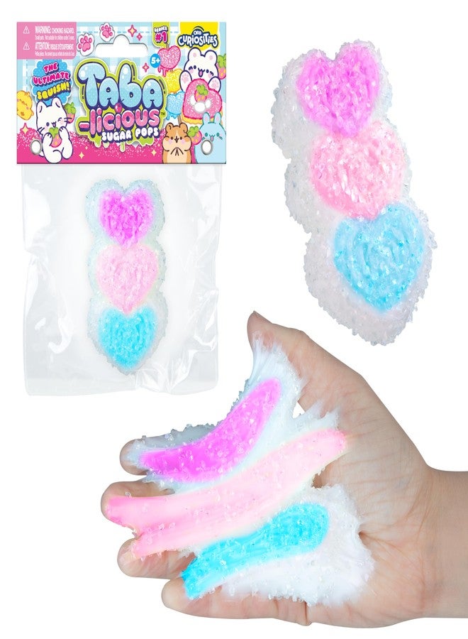 The Orb Factory ORB Tabalicious Sugar Pops TABA Rainbow Triple Heart Squishy Toy - Purple, Pink and Blue Linked Hearts with Sparkles - Soft Sticky TABA Squishies - Fun Squishy Stress Ball Fidget Toys for Kids, Adults - Image 1