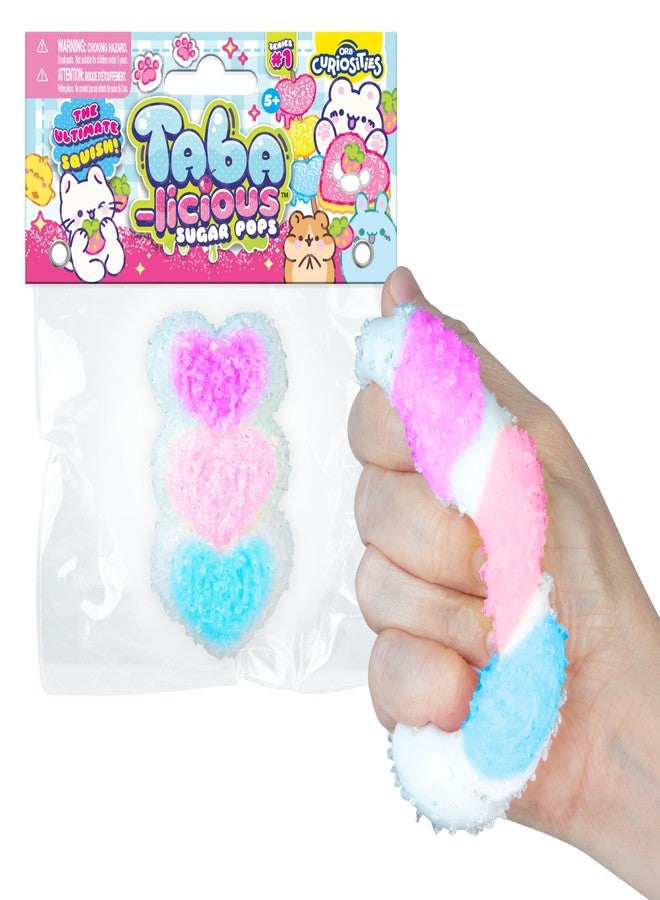 The Orb Factory ORB Tabalicious Sugar Pops TABA Rainbow Triple Heart Squishy Toy - Purple, Pink and Blue Linked Hearts with Sparkles - Soft Sticky TABA Squishies - Fun Squishy Stress Ball Fidget Toys for Kids, Adults - Image 4