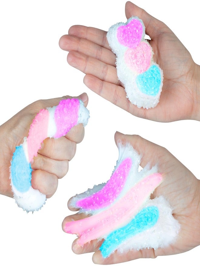The Orb Factory ORB Tabalicious Sugar Pops TABA Rainbow Triple Heart Squishy Toy - Purple, Pink and Blue Linked Hearts with Sparkles - Soft Sticky TABA Squishies - Fun Squishy Stress Ball Fidget Toys for Kids, Adults - Image 2